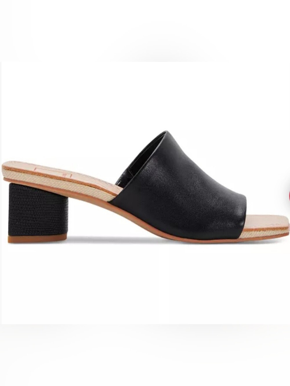 Women’s Black Leather Slide Block Heel Mule